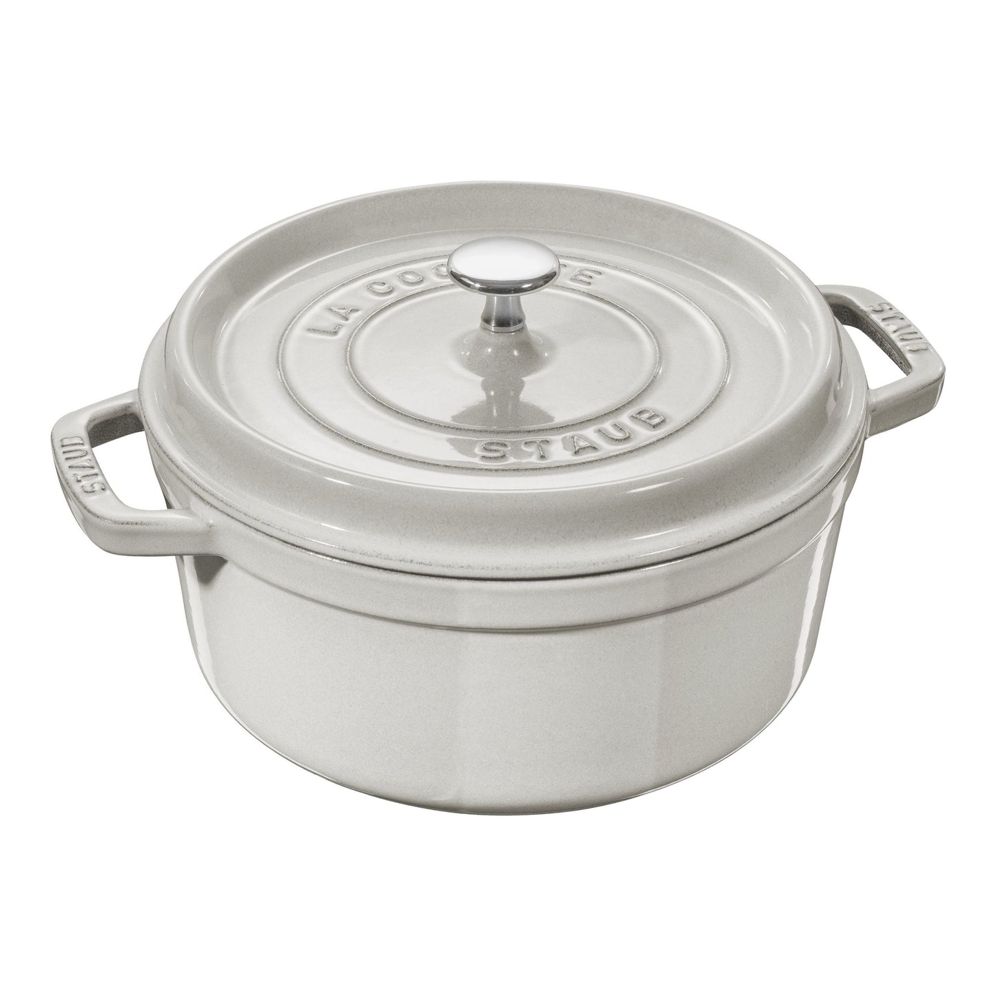 STAUB La Cocotte 5.25 L Cast Iron Round Cocotte, White Truffle-0