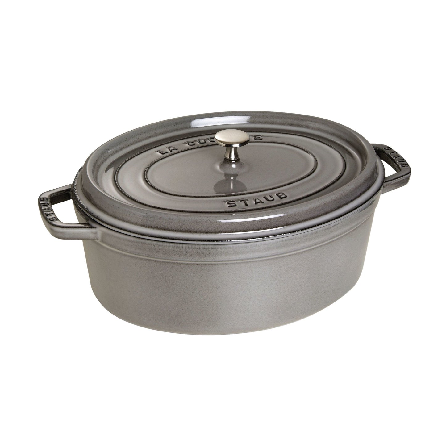 STAUB La Cocotte 6.75 L Cast Iron Oval Cocotte, Graphite-Grey-0