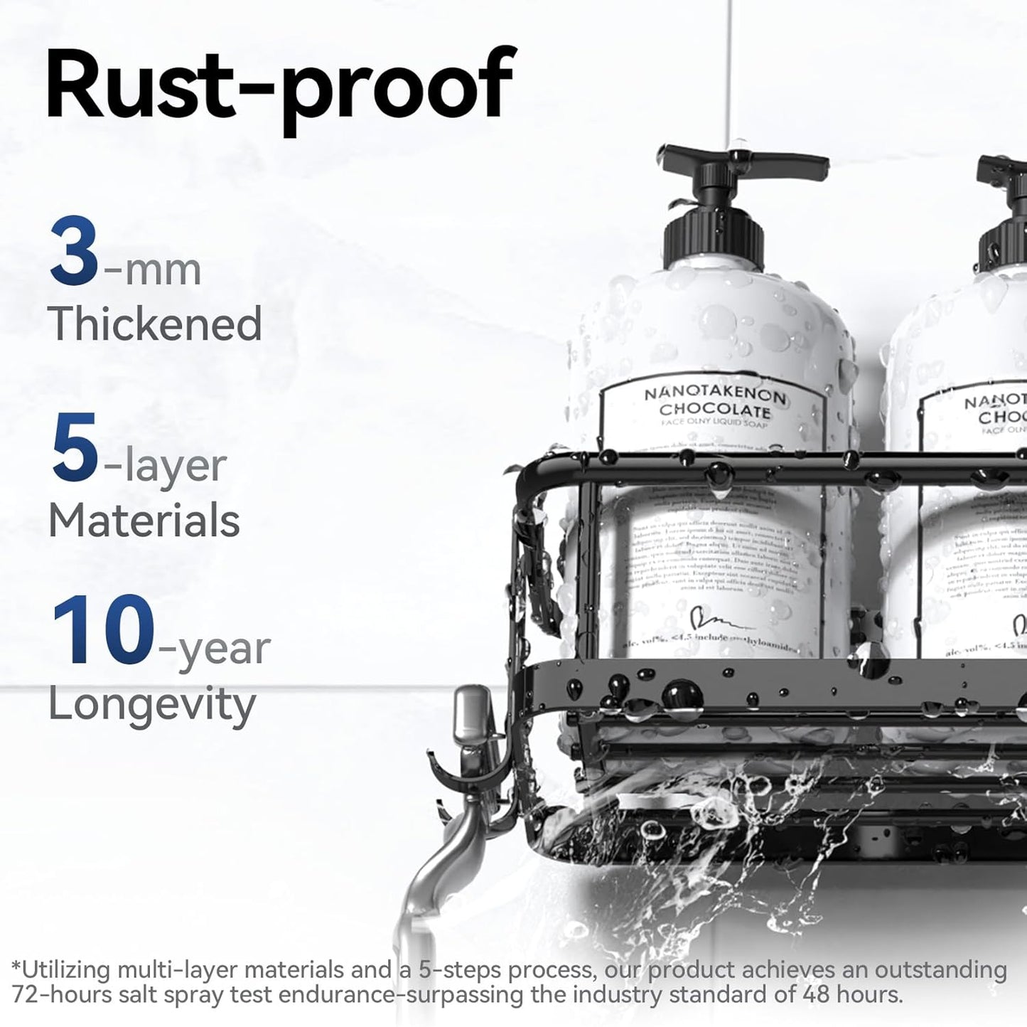 Shower Caddy, 6 Pack Large Capacity Shower Organizer with Soap Holder and 12 Hooks, Rustproof Shower Shelves for inside Shower, No Drilling&Sleek Bathroom Organizers and Storage