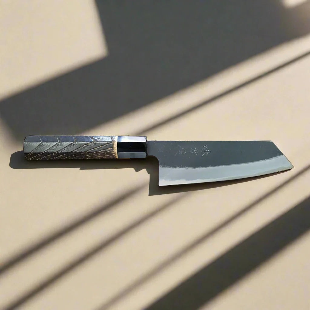 Hinoura Ajikataya 180mm Bunka Knife – White #2 | Kurouchi Finish-1