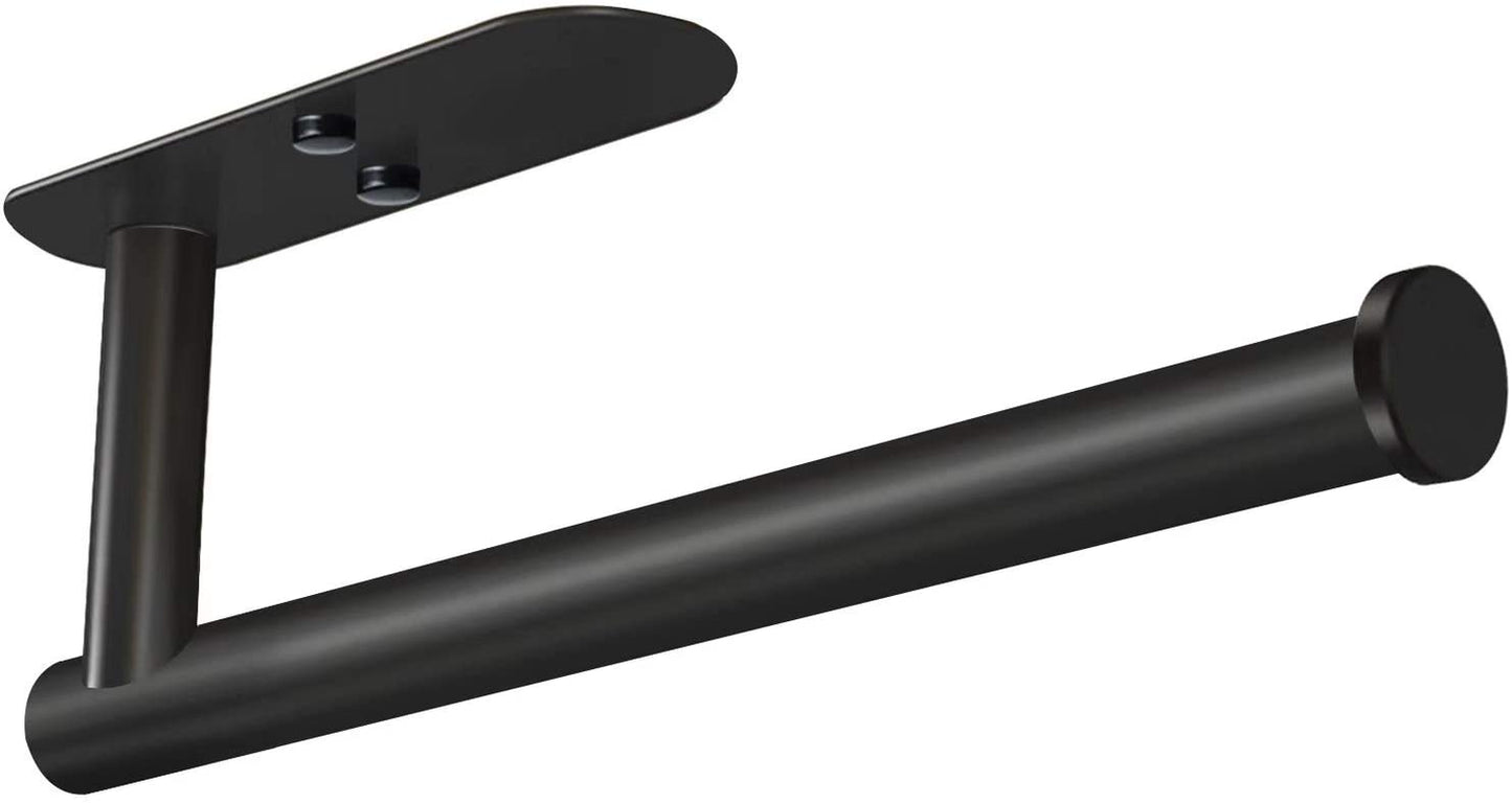 Adhesive Paper Towel Holder under Cabinet Wall Mount for Kitchen Paper Towel, Black Paper Towel Roll Holder Stick to Wall, SUS304 Stainless Steel（Black）