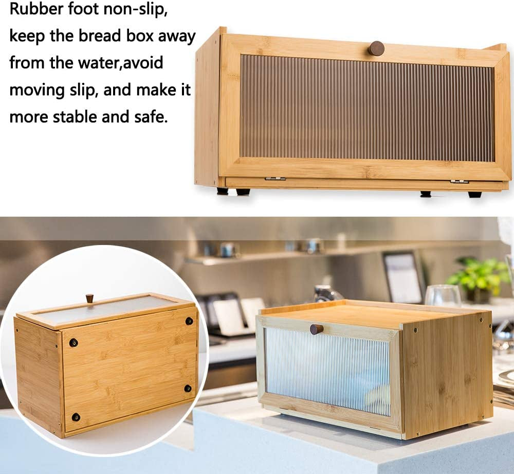Bamboo Bread Box for Kitchen Countertop - Bread Storage Bin Mothers Day Gifts for Mom Boite a Pain